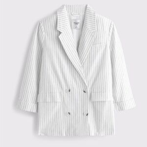 Abercrombie & Fitch White Blazer with Thin Gray Pinstripes